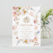 Eine kleine Pumkin Floral Girl Babydusche Einladung (Stehend Vorderseite)