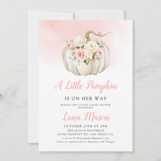 Eine kleine Pumkin Girl Babydusche Einladung (Vorderseite)