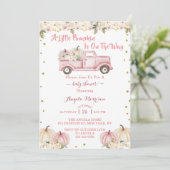 Eine kleine Pumkin Girl Babydusche Einladung (Stehend Vorderseite)