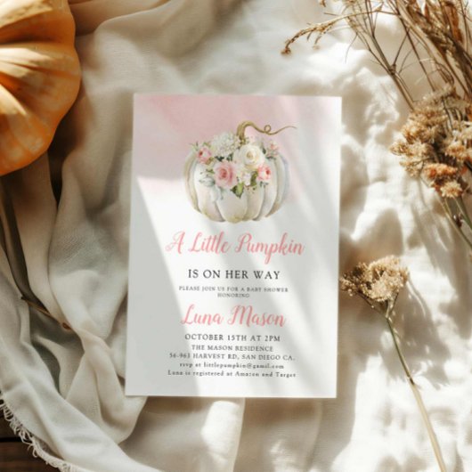 Eine kleine Pumkin Girl Babydusche Einladung