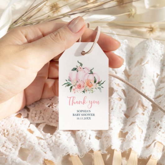 Eine kleine Pumkin Girl Babydusche Geschenkanhänger