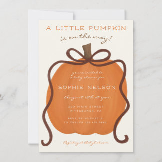 Eine kleine Pumkin ist auf dem Weg Baby Shower Einladung