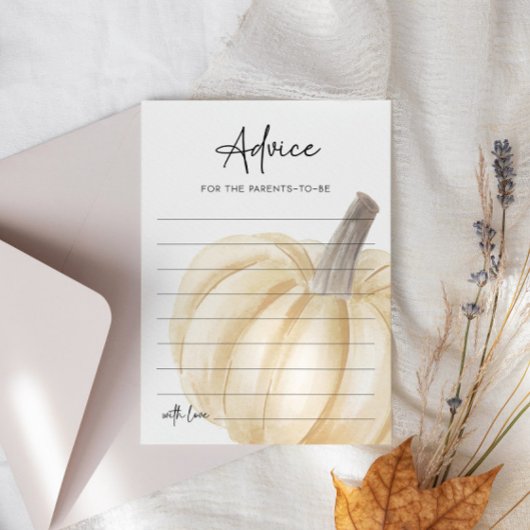 Eine kleine Pumpkin Autumn Baby Shower Advice Card Einladung