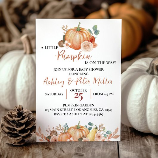 Eine kleine Pumpkin Autumn Baby Shower Einladung