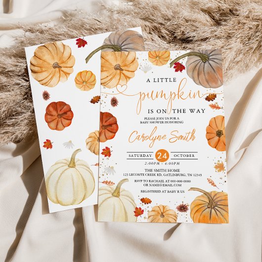 Eine kleine Pumpkin Autumn Baby Shower Einladung
