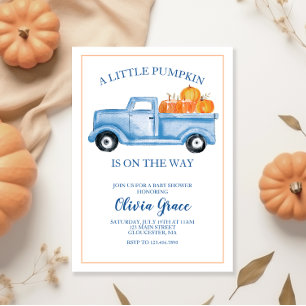 Eine kleine Pumpkin Baby Dusche Blue Truck Einladu Einladung