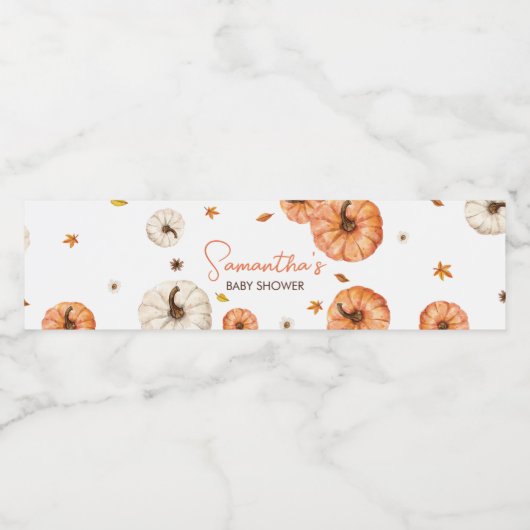 Eine kleine Pumpkin-Babydusche Wasserflaschenetikett (Einzelnes Label)