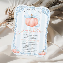 Eine kleine Pumpkin Blue Bow Fall Boy Baby Dusche Einladung