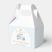Eine kleine Pumpkin Blue Truck Gingham Baby Dusche Geschenkschachtel (Vorderseite)