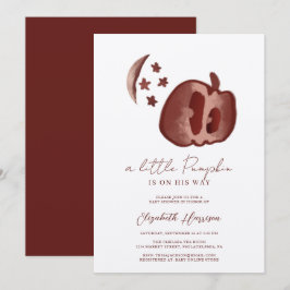 Eine kleine Pumpkin Blue Watercolor Baby Showdusch Einladung