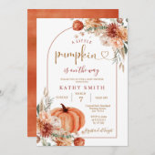 Eine kleine Pumpkin Boho Arch Fall Blume Babydusch Einladung (Vorne/Hinten)