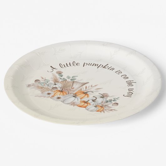 Eine kleine Pumpkin Boho Babydusche Papierplatte Pappteller (Schrägansicht)