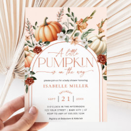 Eine kleine Pumpkin Boho Fall Floral Baby Dusche Einladung
