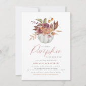 Eine kleine Pumpkin Boho Floral Fall Baby Dusche Einladung (Vorderseite)