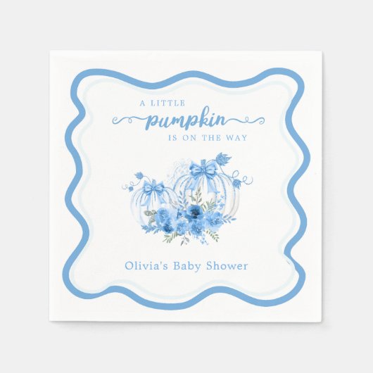 Eine kleine Pumpkin Bow Wave Frame Baby Dusche Serviette (Vorderseite)