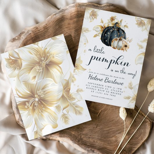 Eine kleine Pumpkin Elegant Floral Baby Dusche Einladung