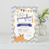 Eine kleine Pumpkin erste Geburtstagseinladung Einladung (Stehend Vorderseite)