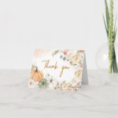 Eine kleine Pumpkin Fall Baby Dusche Dankeskarte (Vorderseite)