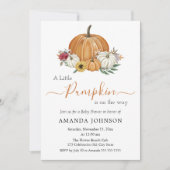 Eine kleine Pumpkin Fall Baby Dusche Einladung (Vorderseite)