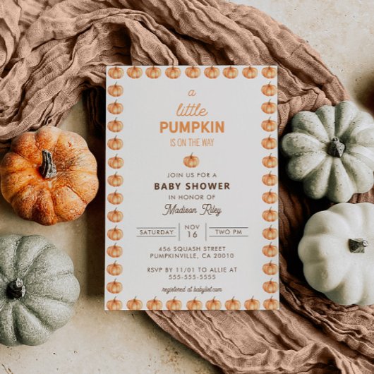 Eine kleine Pumpkin Fall Baby Dusche Einladung