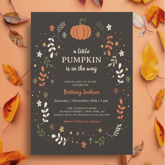 Eine kleine Pumpkin Fall Baby Dusche Einladung