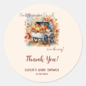 Eine kleine Pumpkin Fall Baby Dusche | Gender Neut Runder Aufkleber (Vorderseite)