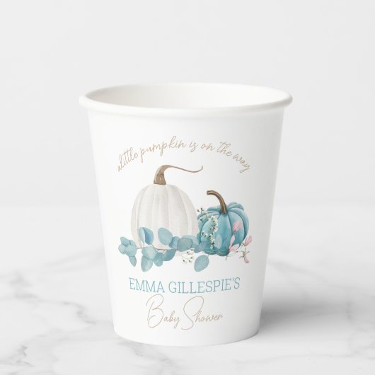 Eine kleine Pumpkin Fall Baby Dusche Pappbecher (Vorderseite)