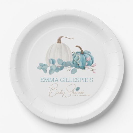 Eine kleine Pumpkin Fall Baby Dusche Pappteller (Vorderseite)