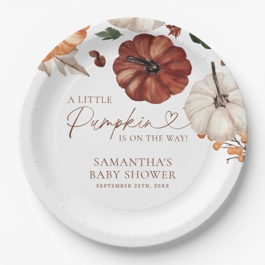 Eine kleine Pumpkin Fall Baby Dusche Pappteller (Vorderseite)