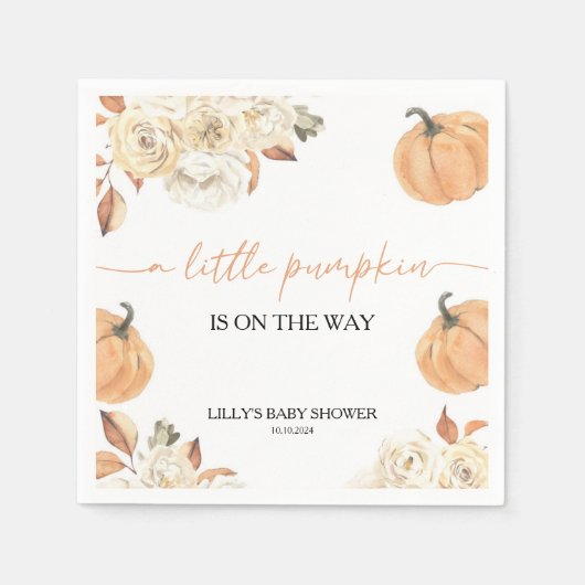 Eine kleine Pumpkin Fall Baby Dusche Serviette (Vorderseite)