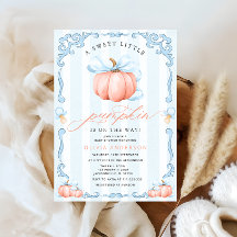 Eine kleine Pumpkin Fall Blue Bow Baby Dusche