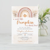 Eine kleine Pumpkin Fall Boho Rainbow Baby Dusche Einladung (Stehend Vorderseite)