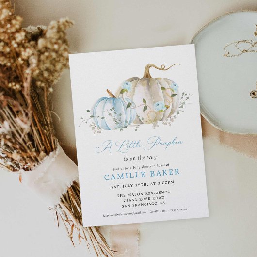 Eine kleine Pumpkin Fall Boy Baby Dusche Einladung