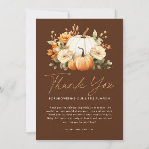 Eine kleine Pumpkin Fall Floral Baby Dusche Dankeskarte