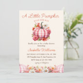 Eine kleine Pumpkin Fall Floral Baby Dusche Einladung (Stehend Vorderseite)