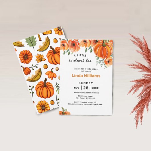 Eine kleine Pumpkin Fall Floral Baby Dusche Einladung