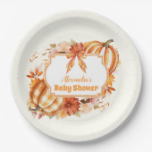 Eine kleine Pumpkin Fall Floral Baby Dusche Pappteller (Vorderseite)