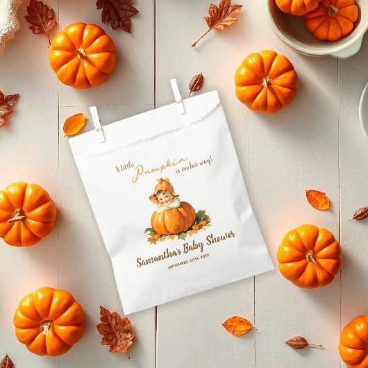 Eine kleine Pumpkin Fall Vintage Girl-Babydusche Geschenktütchen