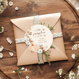 Eine kleine Pumpkin Floral Baby Dusche Runder Aufkleber