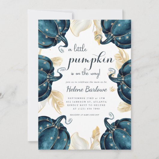 Eine kleine Pumpkin Floral Celestial Baby Dusche Einladung (Vorderseite)