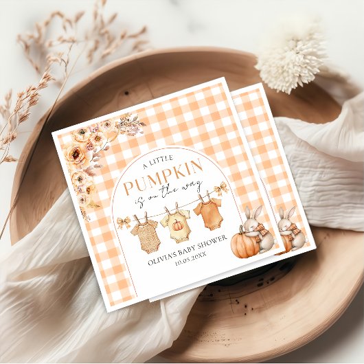 Eine kleine Pumpkin Floral Fall Baby Dusche Napkin Serviette