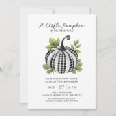 Eine kleine Pumpkin Gingham Baby Dusche Einladung (Vorderseite)