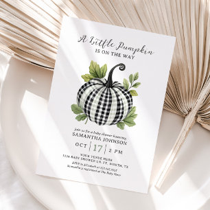 Eine kleine Pumpkin Gingham Baby Dusche Einladung