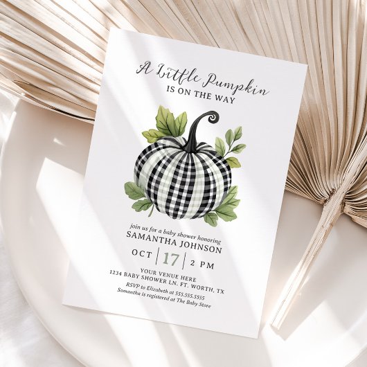 Eine kleine Pumpkin Gingham Baby Dusche Einladung