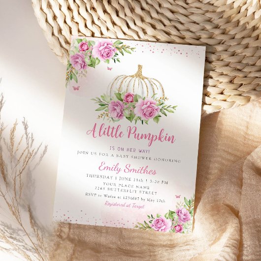 Eine kleine Pumpkin Girl-Babydusche Einladung