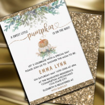 Eine kleine Pumpkin Gold Baby Dusche Einladung