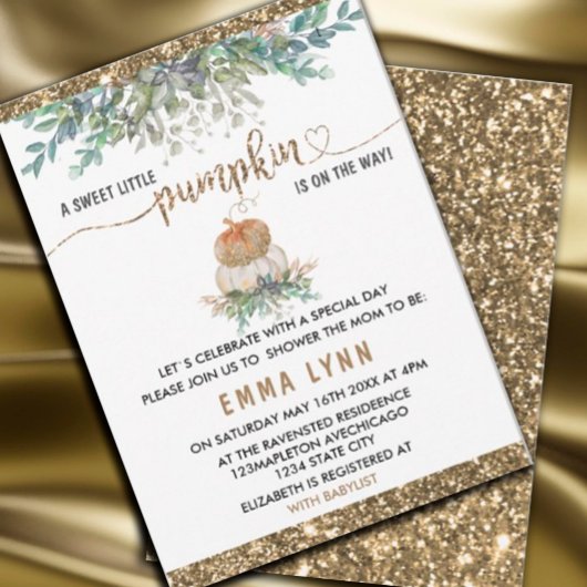 Eine kleine Pumpkin Gold Baby Dusche Einladung