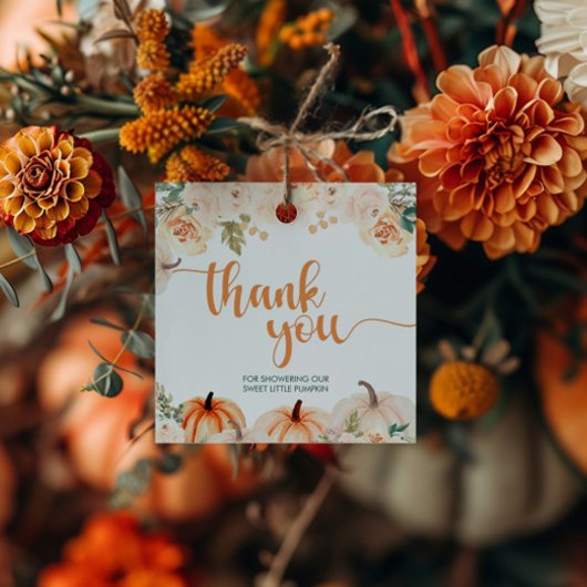 Eine kleine Pumpkin Herbst Babydusche Geschenkanhänger