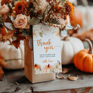 Eine kleine Pumpkin Herbst Babydusche Geschenkanhänger