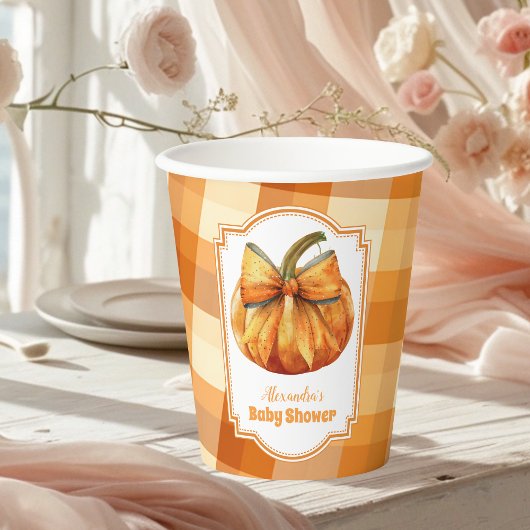 Eine kleine Pumpkin Herbst Babydusche Pappbecher